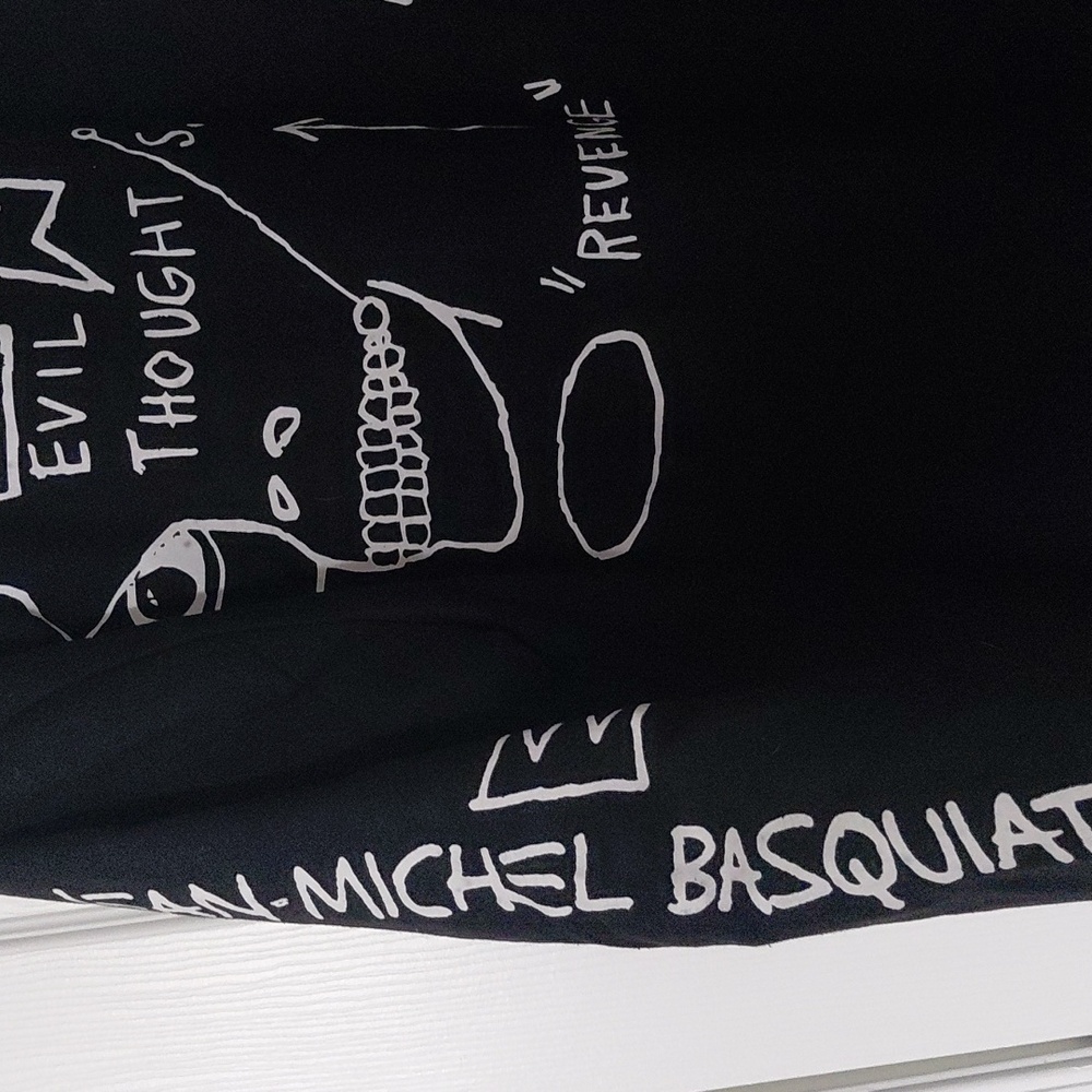 Rare Basquiat Black Wool Mid Coat With Signature And Artwork 23" Pit To Pit - Picture 12 of 16